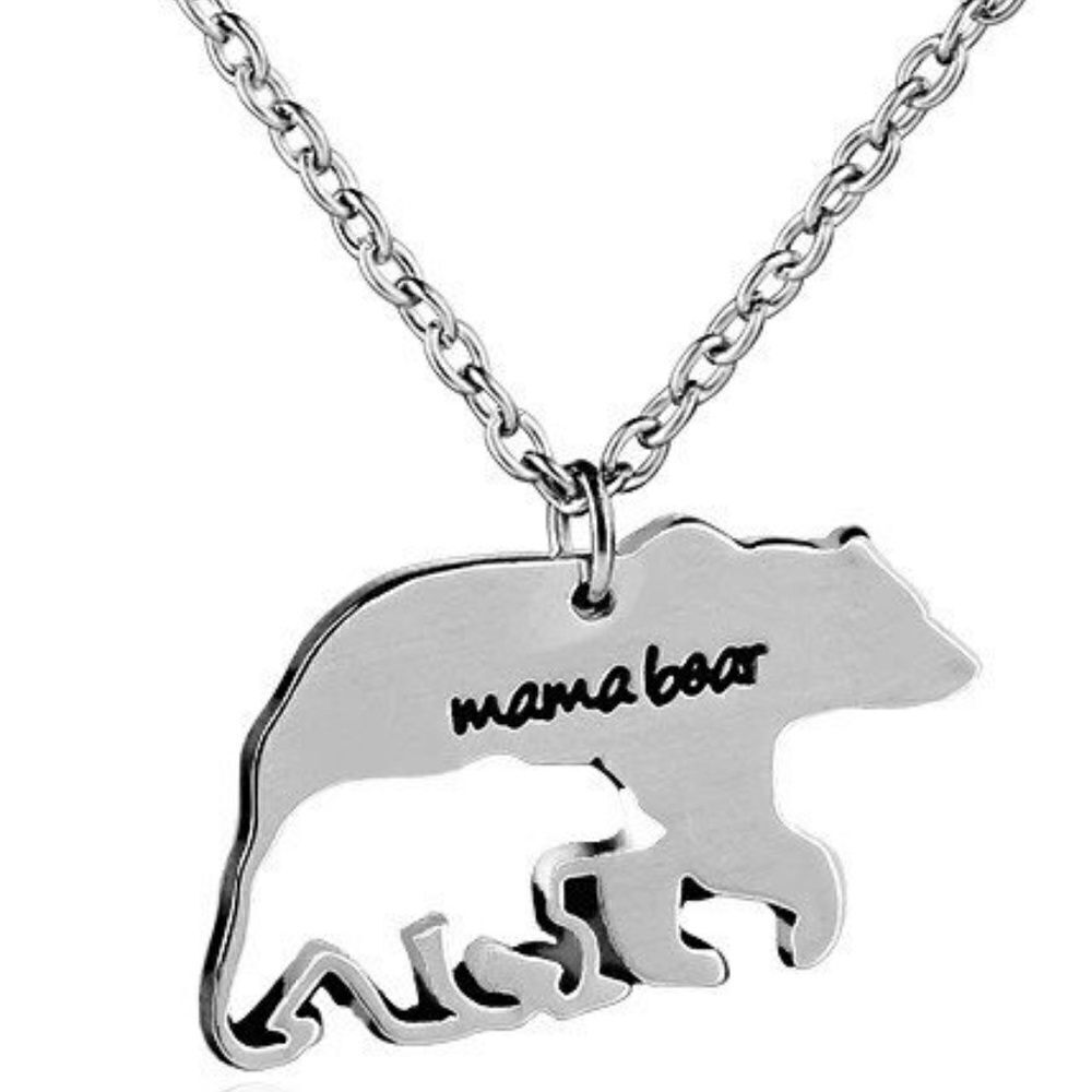 Mama Bear Silver Tone Necklace NWT